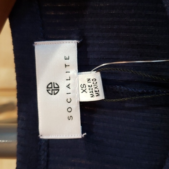 Socialite NWT Navy Blue Long Sleeve Cutout Ribbed Tee Dress Size XS - Picture 4 of 7